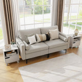 Mid Century Modern Bedside Table with Storage Drawer and Open Shelf-White