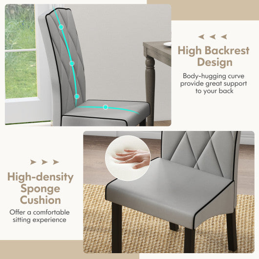 Modern Dining Chair with High Backrest High-density Sponge Cushion-Light Gray