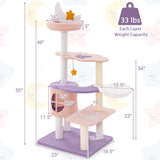 Multi-level Cat Tower with Sisal Covered Scratching Posts-S
