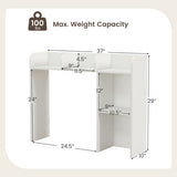 3-Tier Multipurpose Desk Bookshelf with 4 Shelves-White