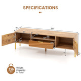 Mirrored TV Stand for TV up to 65 Inch with Spacious Tabletop and 2 Storage Cabinets-Natural