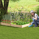 Raised Garden Bed with 2 Planter Boxes and 3 Trellis-Natural