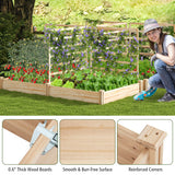 Raised Garden Bed with 2 Planter Boxes and 3 Trellis-Natural