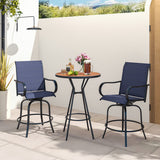 2 Pieces 360 Rotating Bar Stool Set with Armrests for Patio-Navy