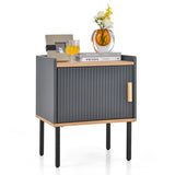 Nightstand Bedside End Table with Door Cabinet for Living Room Bedroom-Gray