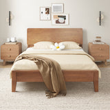 Nightstand with 2 Drawers Solid Rubber Wood Legs-Brown