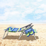 2-Pack Folding Backpack Beach Chair 5-Position Outdoor Reclining Chairs with Pillow-Blue