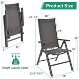 2 Pieces Patio Folding Dining Chairs Aluminium Adjustable Back-Gray