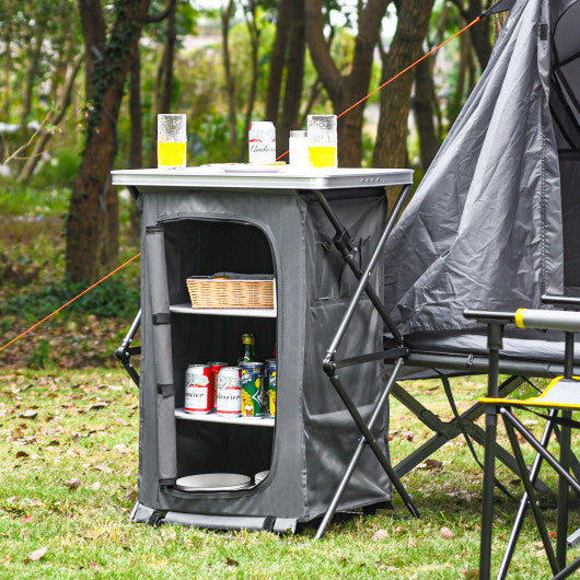 Folding Camping Storage Cabinet with 3 Shelves and Carry Bag-M