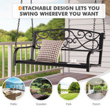 Outdoor 2-Person Metal Porch Swing Chair with Chains-Brown