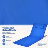 3 Pieces Beach Lounge Chair Mat Set 2 Adjustable Lounge Chairs with Table Stripe-Blue
