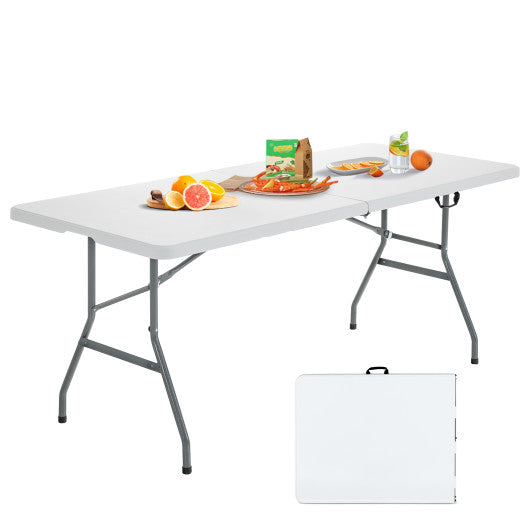 Portable Folding Camping Table with Carrying Handle for Picnic-White