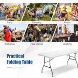 Portable Folding Camping Table with Carrying Handle for Picnic-White