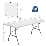 Portable Folding Camping Table with Carrying Handle for Picnic-White