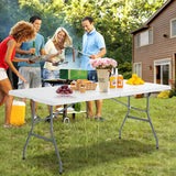 Portable Folding Camping Table with Carrying Handle for Picnic-White