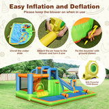 7-in-1 Inflatable Giant Water Park Bouncer with Dual Climbing Walls and 735W Blower