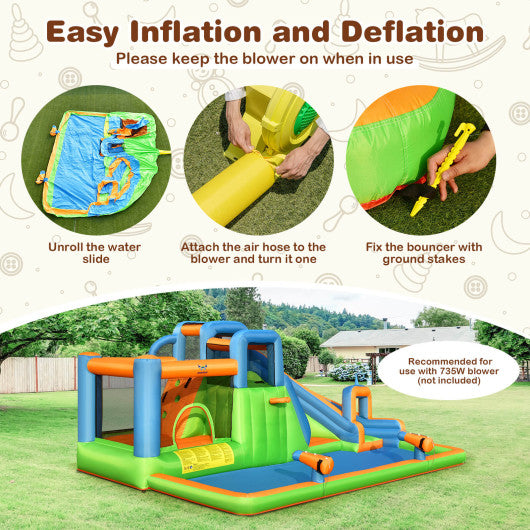 Inflatable Water Slide with Dual Climbing Walls and Blower Excluded