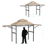 13.5 x 4 Feet Patio BBQ Grill Gazebo Canopy with Dual Side Awnings-Beige