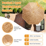 8 Feet Patio Thatched Tiki Umbrella Hawaiian Hula Beach Umbrella