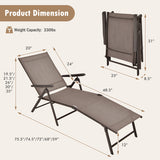 Patio Foldable Chaise Lounge Chair with Backrest and Footrest-Brown