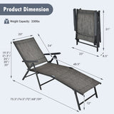 Patio Foldable Chaise Lounge Chair with Backrest and Footrest-Gray