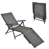 Patio Foldable Chaise Lounge Chair with Backrest and Footrest-Gray