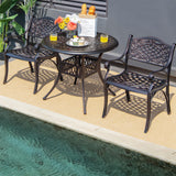 2-Piece Outdoor Cast Aluminum Chairs with Armrests and Curved Seats-Copper