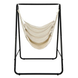 Hanging Padded Hammock Chair with Stand and Heavy Duty Steel-Beige