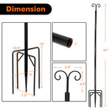 String Light Poles 2 Pack Outdoor Metal Poles with Top Arc Hook and 5-Prong Base-8 ft