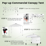 10 x 10 Feet Foldable Commercial Pop-up Canopy with Roller Bag and Banner Strip-White