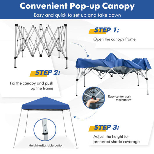 10 x 10 Feet Outdoor Instant Pop-up Canopy with Carrying Bag-Blue