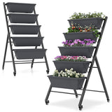 5-Tier Vertical Raised Garden Bed with Wheels and Container Boxes