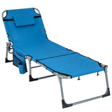 5-position Outdoor Folding Chaise Lounge Chair-Blue