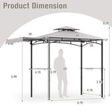 11 x 5 FT Grill Gazebo with Side Awning and Double-Tiered Top-Gray