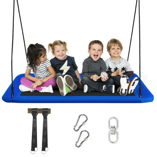 60 Inches Platform Tree Swing Outdoor with  2 Hanging Straps-Blue