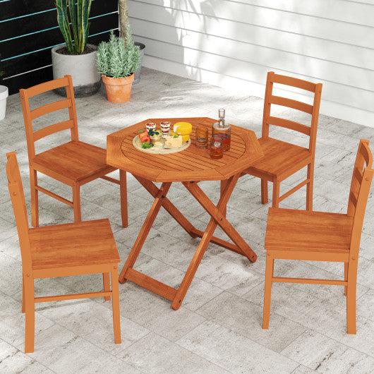 Octagon Folding Patio Table with 2 Inches Umbrella Hole