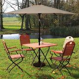 9FT Patio Solar Umbrella LED Patio Market Steel Tilt W/ Crank Outdoor New-beige