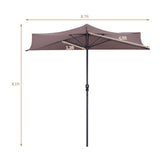 9' Half Round Patio Umbrella Sunshade without Weight Base