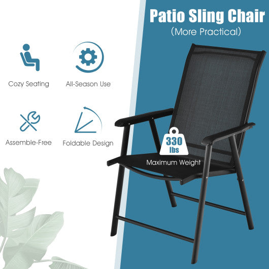 4-Pack Patio Folding Chairs Portable for Outdoor Camping-Black