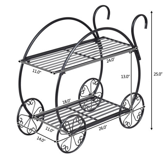 Heavy Duty Metal Flower Cart Plant Stand