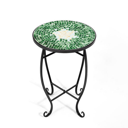 Outdoor Indoor Steel Accent Plant Stand Cobalt Table-Green