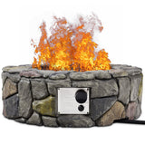 28 Inch Propane Gas Fire Pit with Lava Rocks and Protective Cover