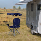 Portable Folding Beach Canopy Chair with Cup Holders-Blue