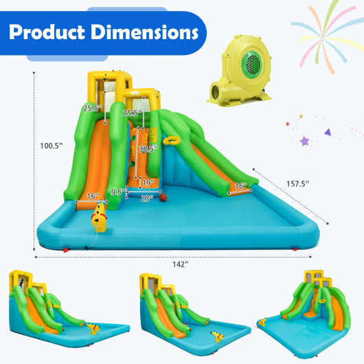 Kids Inflatable Water Park Bounce House with 480W Blower