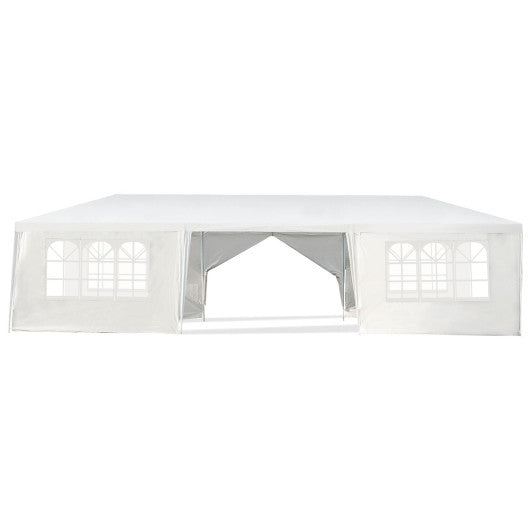 10 x 30 Feet Outdoor Canopy Tent with 6 Removable Sidewalls and 2 Doorways-White