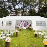 10 x 30 Feet Outdoor Canopy Tent with 6 Removable Sidewalls and 2 Doorways-White