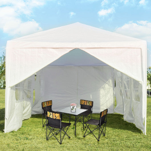 10 x 30 Feet Outdoor Canopy Tent with 6 Removable Sidewalls and 2 Doorways-White