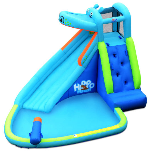 Hippo Inflatable Water Slide Bounce House with 740W Blower