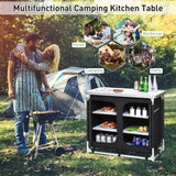 Outdoor Camping Cooking Table with Storage Organizer