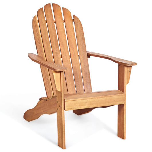 Acacia Wood Outdoor Adirondack Chair with Ergonomic Design-Natural